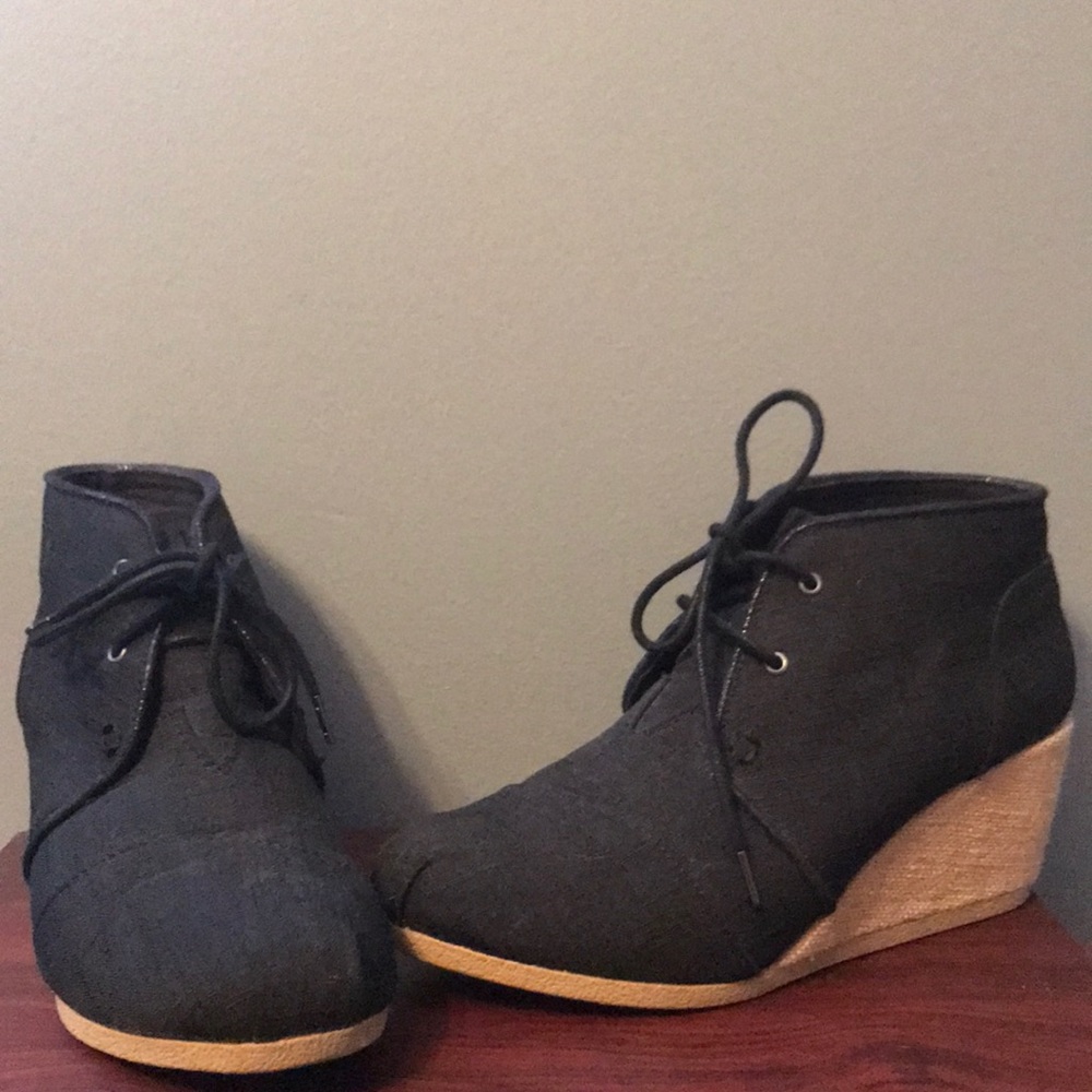 Bobs black/burlap wedges